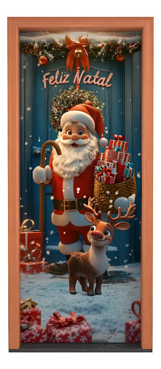 Capa Decorativa de Porta - Papai Noel 4