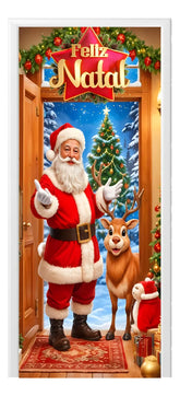 Capa Decorativa de Porta - Papai Noel 2