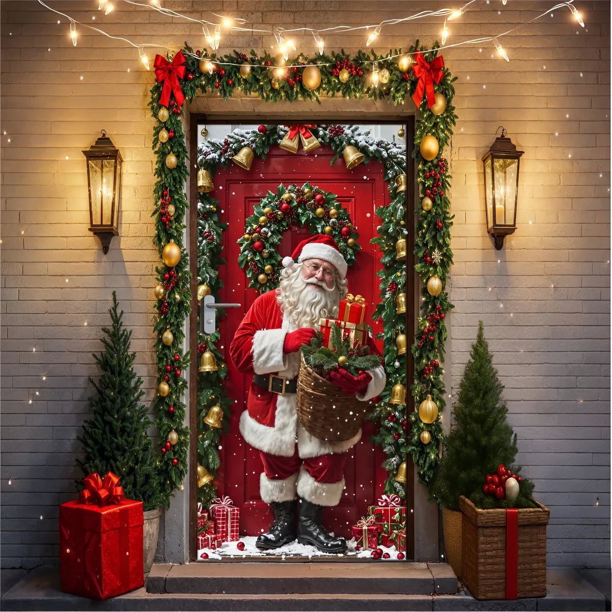 Capa Decorativa de Porta - Papai Noel