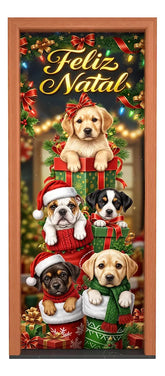 Capa Decorativa de Porta - Cachorrinhos