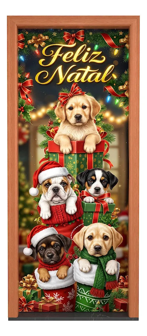 Capa Decorativa de Porta - Cachorrinhos