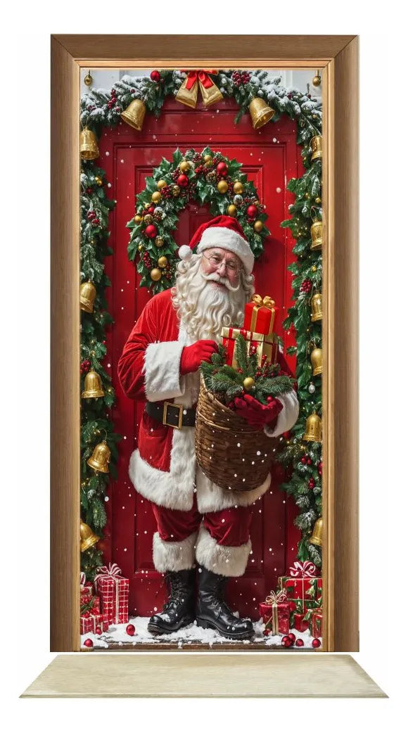 Capa de Porta Decorativa Tecido Realista Natal [80 cm x 2,10 m]