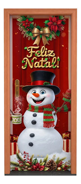 Capa Decorativa de Porta - Boneco de Neve