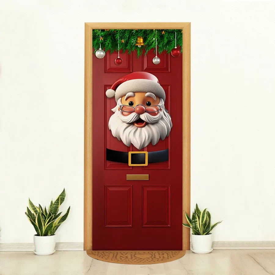 Capa de Porta Decorativa Tecido Realista Natal [80 cm x 2,10 m]