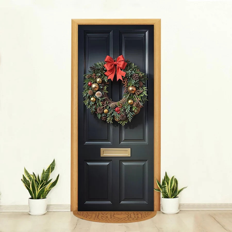 Capa de Porta Decorativa Tecido Realista Natal [80 cm x 2,10 m]