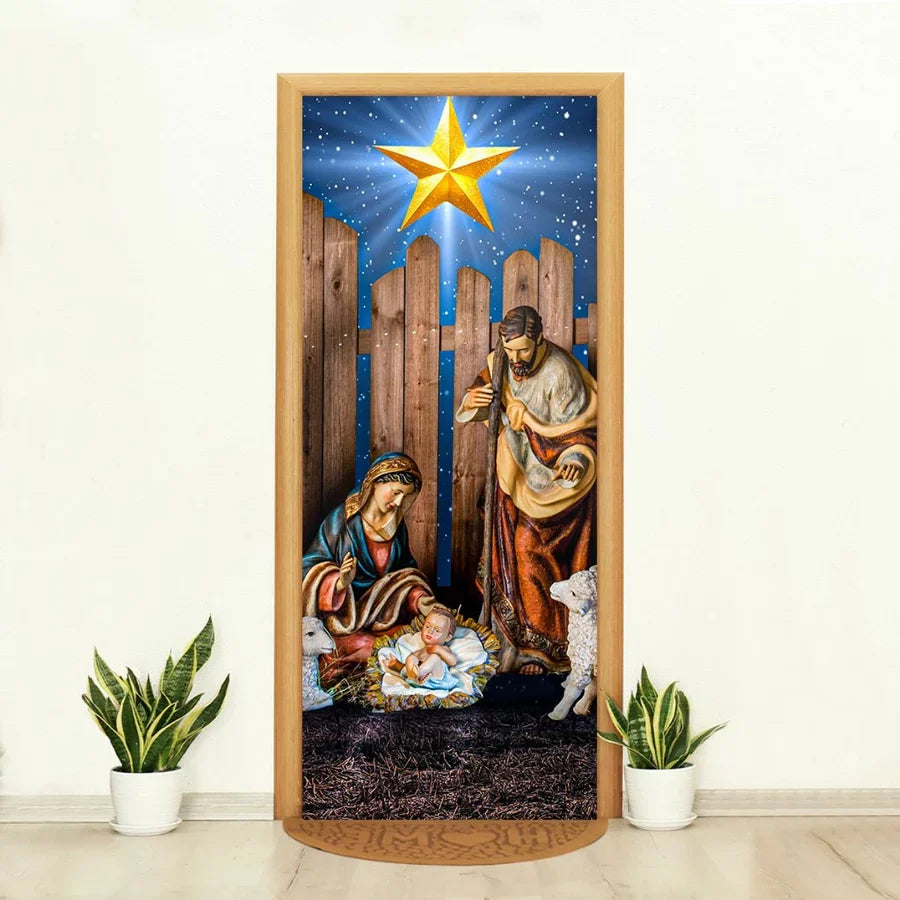 Capa de Porta Decorativa Tecido Realista Natal [80 cm x 2,10 m]