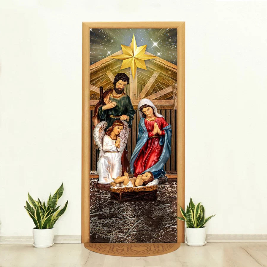 Capa de Porta Decorativa Tecido Realista Natal [80 cm x 2,10 m]
