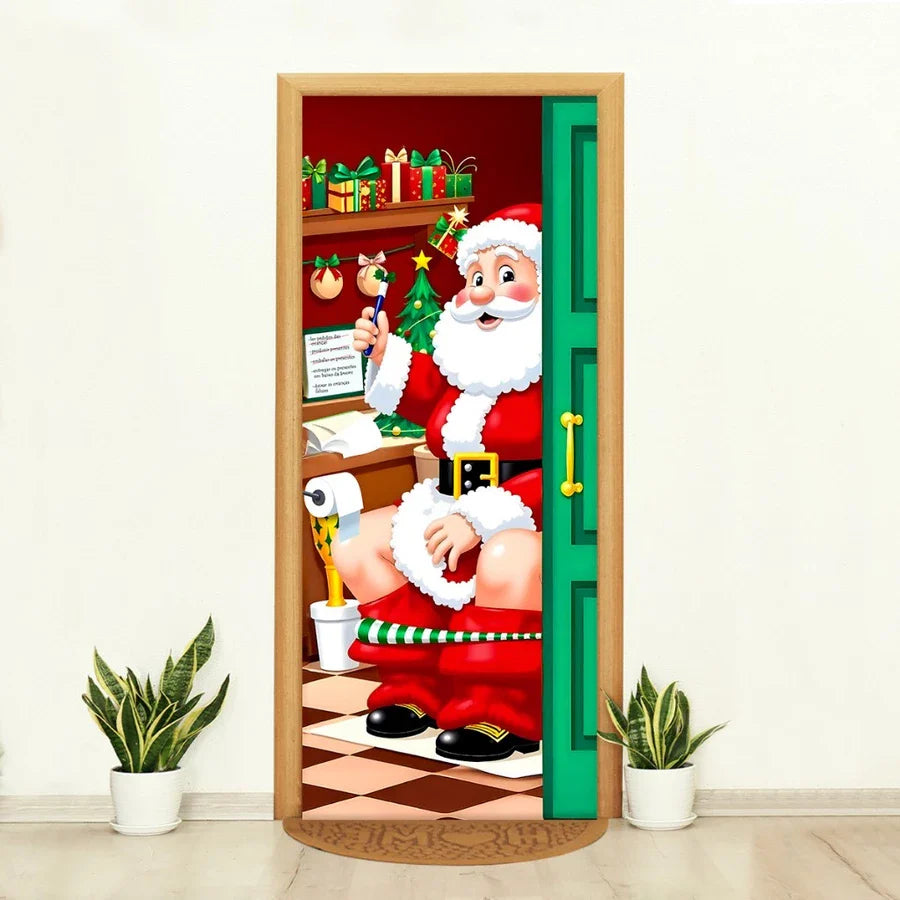 Capa de Porta Decorativa Tecido Realista Natal [80 cm x 2,10 m]