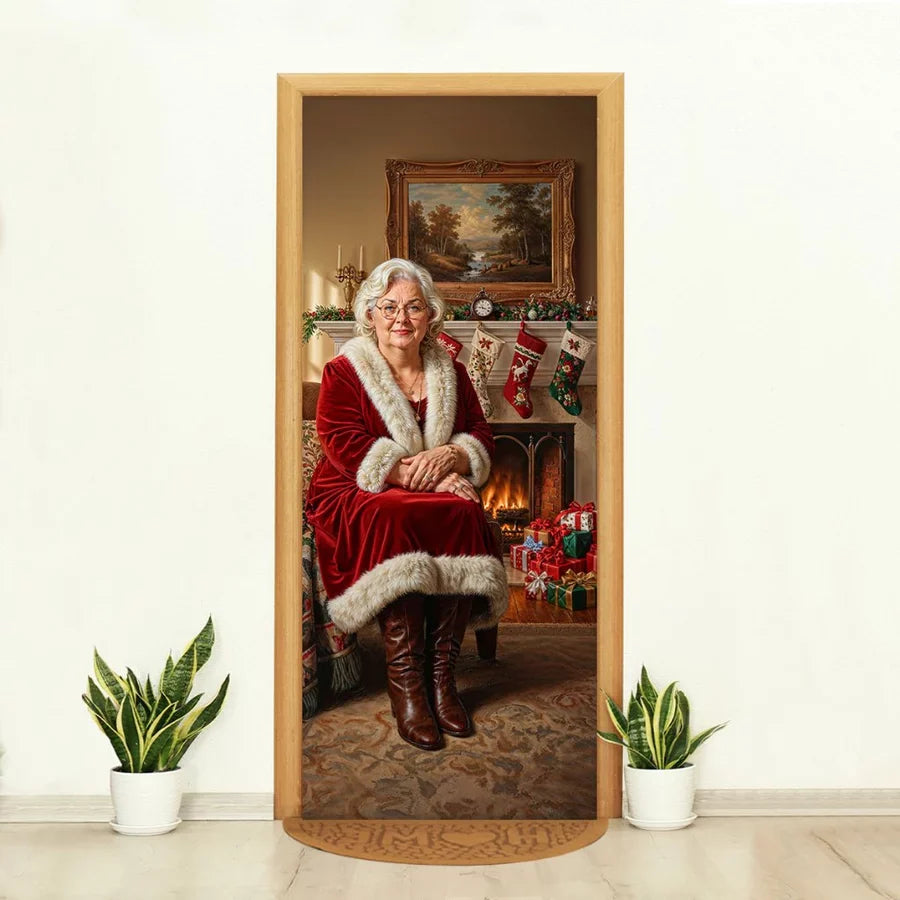 Capa de Porta Decorativa Tecido Realista Natal [80 cm x 2,10 m]