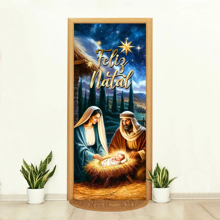 Capa de Porta Decorativa Tecido Realista Natal [80 cm x 2,10 m]