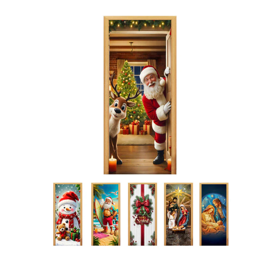 Capa de Porta Decorativa Tecido Realista Natal [80 cm x 2,10 m]