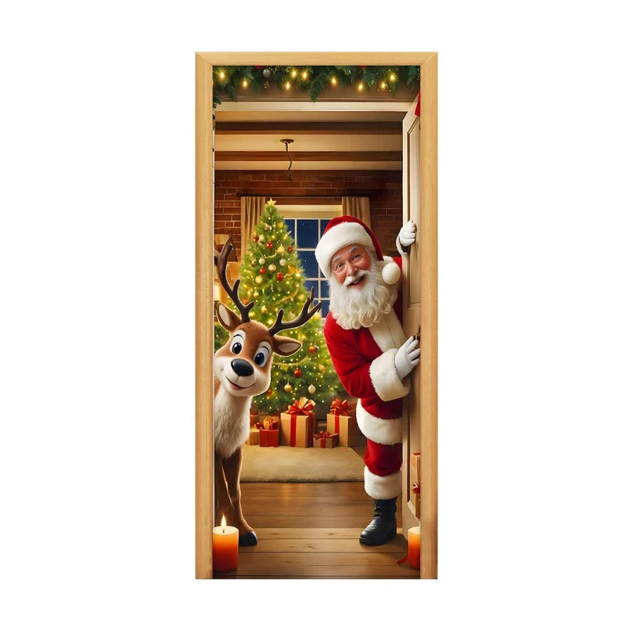 Capa de Porta Decorativa Tecido Realista Natal [80 cm x 2,10 m]